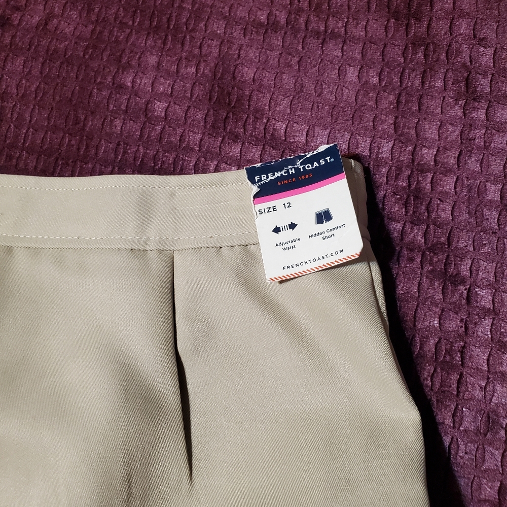 French Toast Girl's Khaki Uniform Pleated Scooter Skirt Adjustable Waist Size12 - Picture 3 of 8